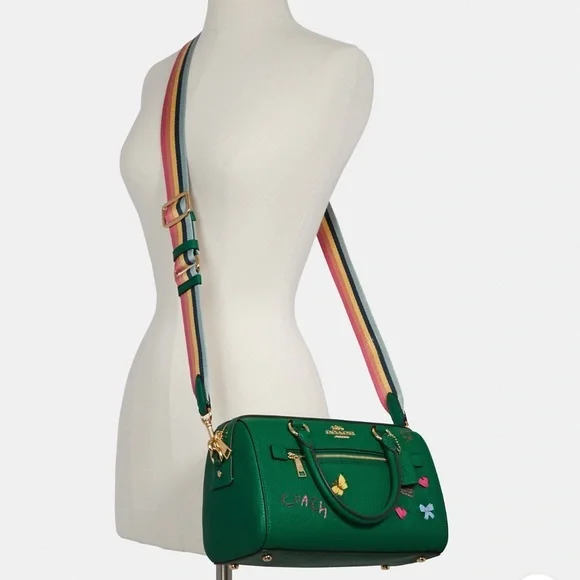 Coach Rowan Satchel With Diary Embroidery Green Multi - Picture 14 of 14